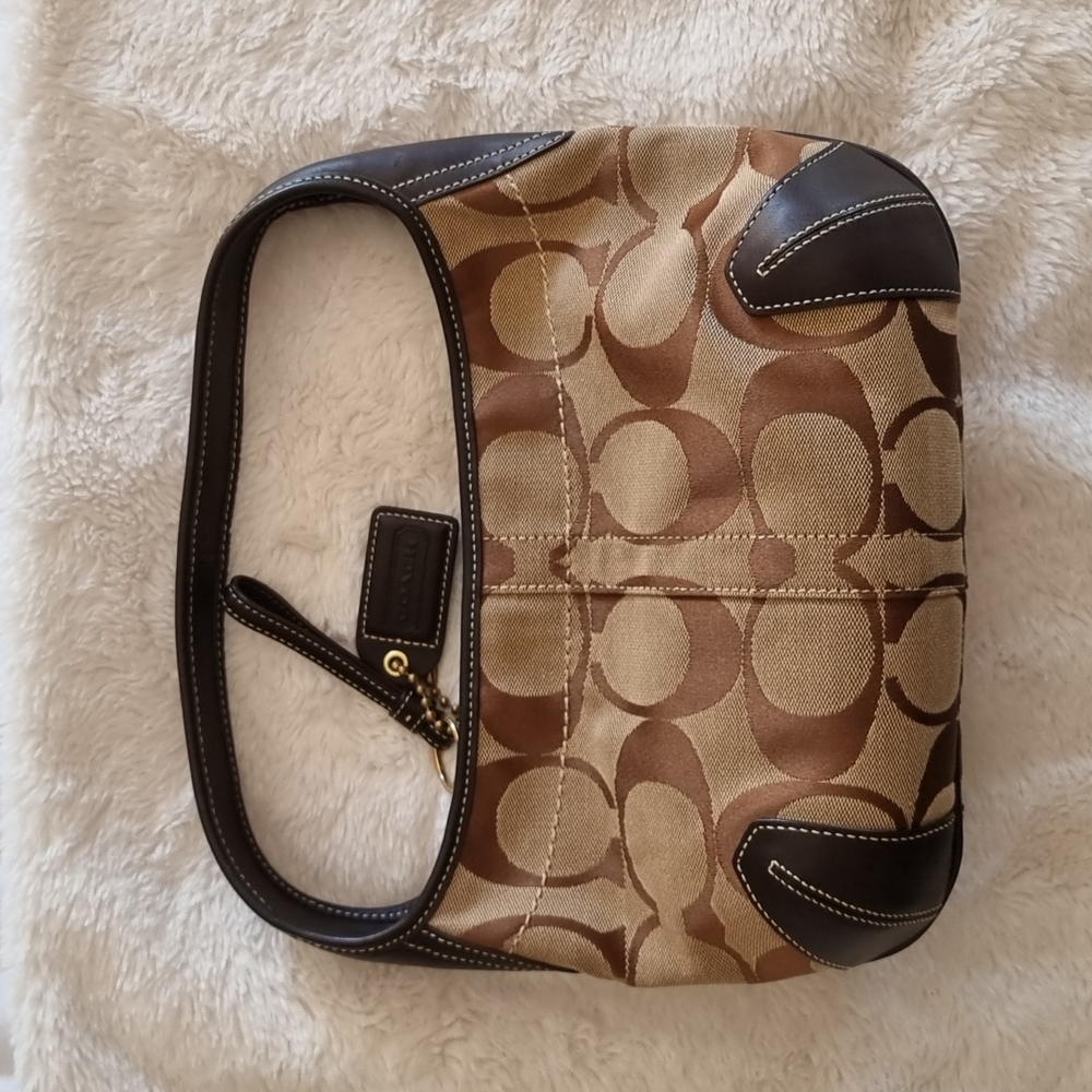 *RARE* Coach Signature Monogram Hobo Leather Shoulder Bag